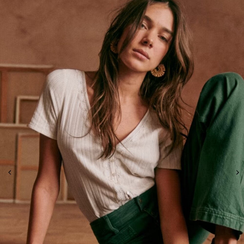 NWT Sezane Cream Maddie T-Shirt